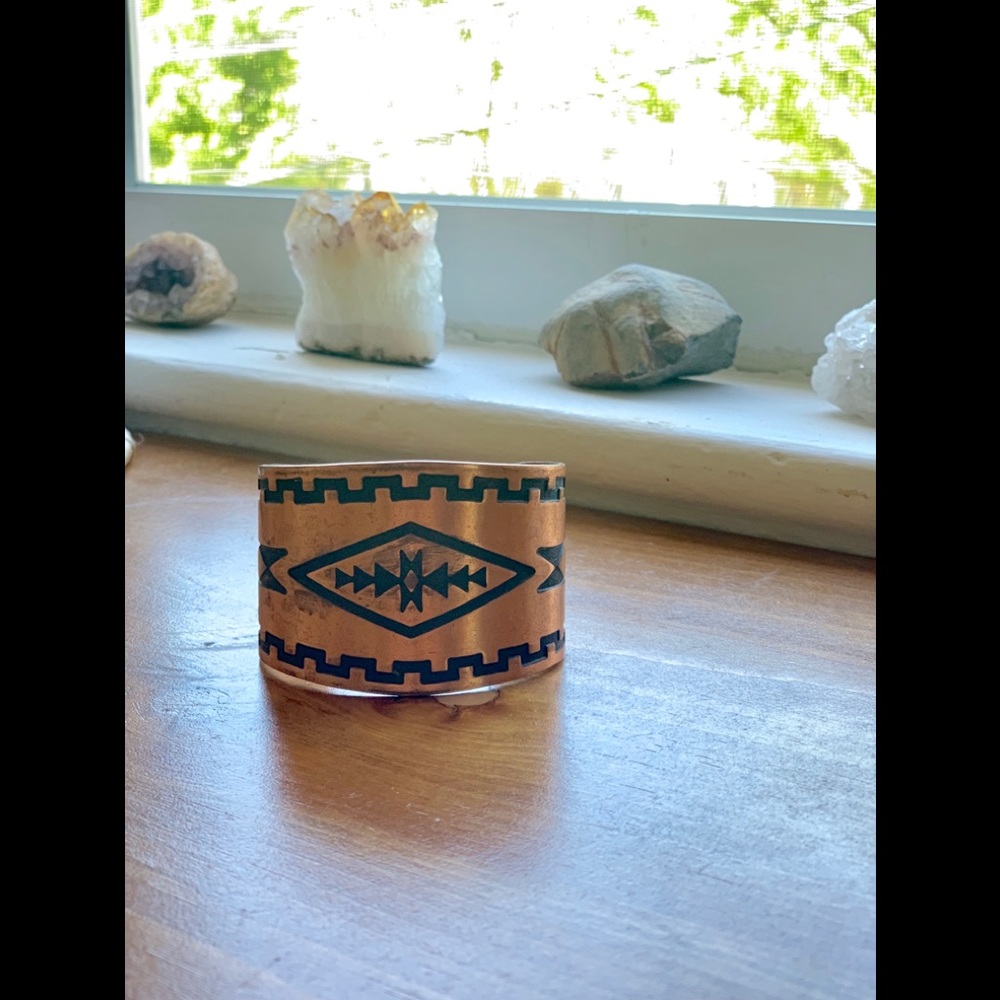 Solid Copper Aztec-Styled Bracelet Cuff - image 3